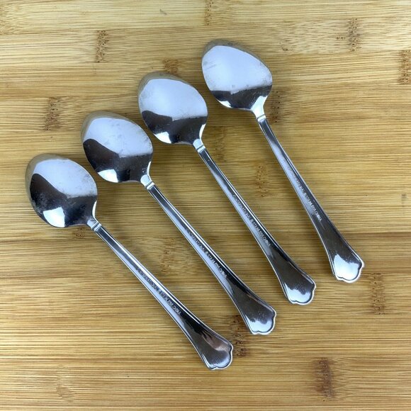 Capri Frost International Silver 18/10 Stainless Steel 4 Oval Soup Spoons - Picture 2 of 4